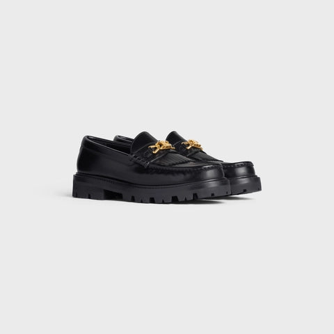 CELINE MARGARET LOAFER WITH TRIOMPHE CHAIN IN POLISHED BULL BLACK