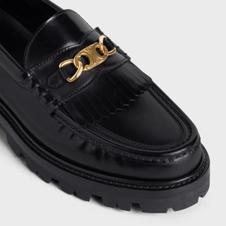 CELINE MARGARET LOAFER WITH TRIOMPHE CHAIN IN POLISHED BULL BLACK