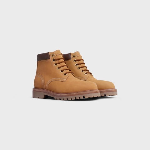 CELINE KURT HIGH LACE-UP BOOT IN NUBUCK CALFSKIN & CALFSKIN LIGHT TAN