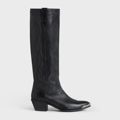 WESTERN BOOTS HIGH BOOT WITH METAL TOE IN CALFSKIN