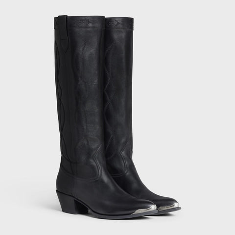 WESTERN BOOTS HIGH BOOT WITH METAL TOE IN CALFSKIN