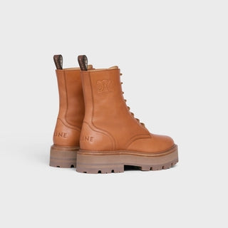 CELINE BULKY LACED UP BOOT IN CALFSKIN TAN