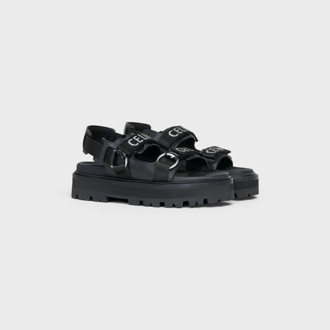 CELINE BULKY OUTDOOR SANDAL IN CALFSKIN BLACK