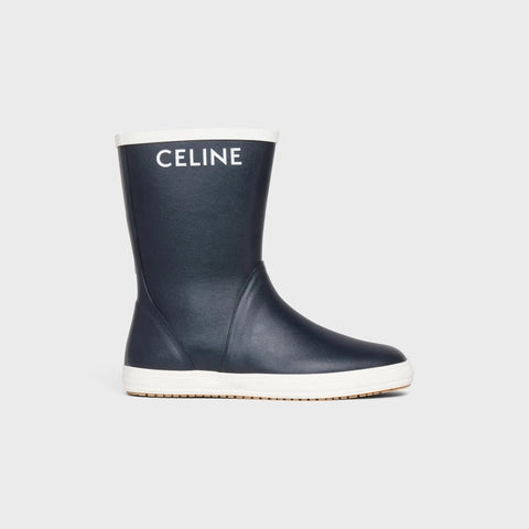 FLAT HALF BOOT LES BOTTES DE PONT CELINE IN NATURAL RUBBER NAVY