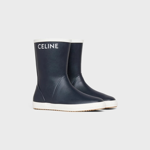 FLAT HALF BOOT LES BOTTES DE PONT CELINE IN NATURAL RUBBER NAVY