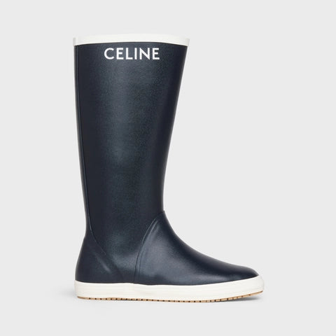 FLAT MID BOOT LES BOTTES DE PONT CELINE IN NATURAL RUBBER NAVY