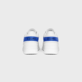 BLOCK SNEAKERS WITH WEDGE IN CALFSKIN OPTIC WHITE/BLUE