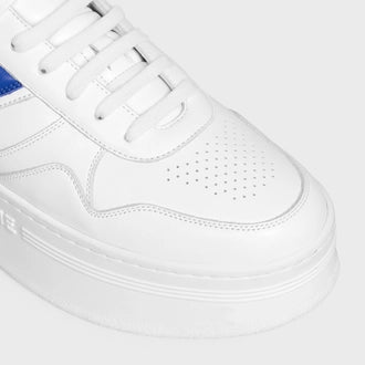 BLOCK SNEAKERS WITH WEDGE IN CALFSKIN OPTIC WHITE/BLUE