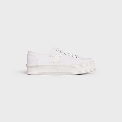 JANE LOW LACE-UP SNEAKER IN CANVAS AND CALFSKIN OPTIC WHITE