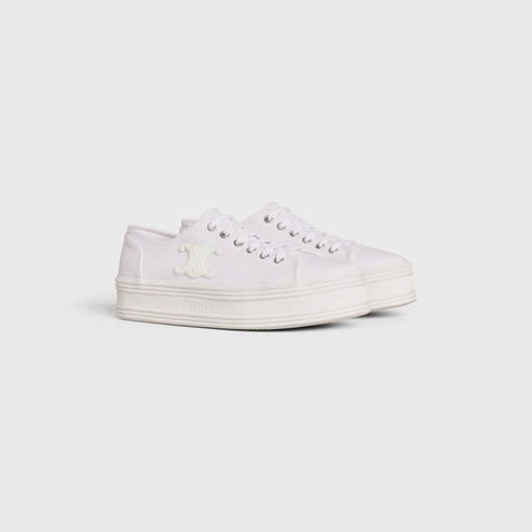 JANE LOW LACE-UP SNEAKER IN CANVAS AND CALFSKIN OPTIC WHITE