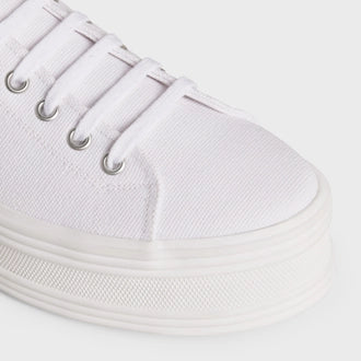 JANE LOW LACE-UP SNEAKER IN CANVAS AND CALFSKIN OPTIC WHITE