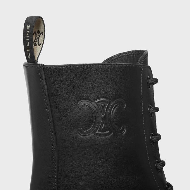 LACE-UP BOOT WITH TRIOMPHE AND STUDDED OUTSOLE CELINE BULKY IN SHINY BULL BLACK