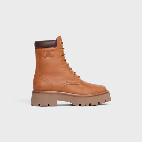 LACE-UP BOOT WITH TRIOMPHE CELINE BULKY IN CALFSKIN TAN