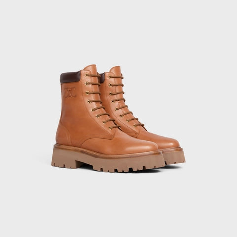 LACE-UP BOOT WITH TRIOMPHE CELINE BULKY IN CALFSKIN TAN