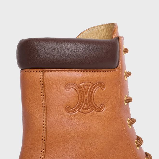 LACE-UP BOOT WITH TRIOMPHE CELINE BULKY IN CALFSKIN TAN