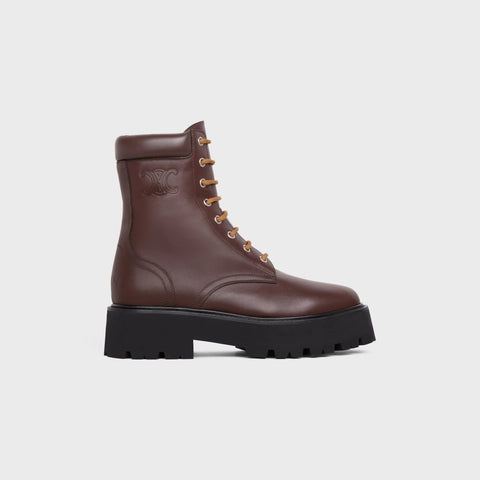 LACE-UP BOOT WITH TRIOMPHE CELINE BULKY IN SHINY CALFSKIN EBONY