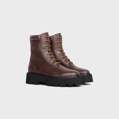 LACE-UP BOOT WITH TRIOMPHE CELINE BULKY IN SHINY CALFSKIN EBONY