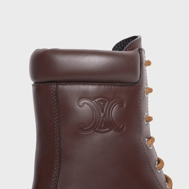 LACE-UP BOOT WITH TRIOMPHE CELINE BULKY IN SHINY CALFSKIN EBONY