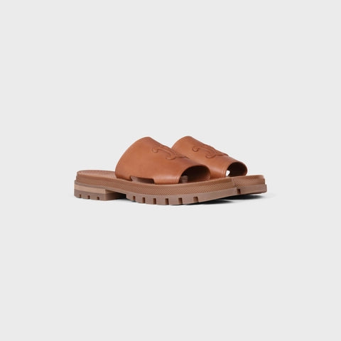 CLEA TRIOMPHE SLIDE IN VEGETABLE - TANNED CALFSKIN TAN