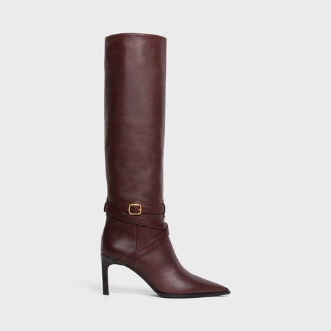 CELINE VERNEUIL HIGH BOOT IN CALFSKIN DARK BURGUNDY