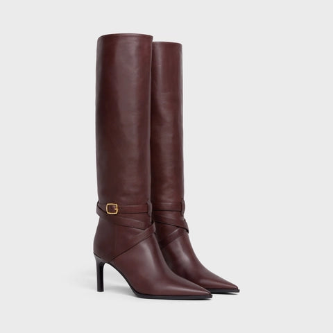 CELINE VERNEUIL HIGH BOOT IN CALFSKIN DARK BURGUNDY