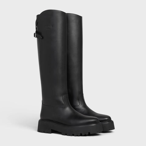 CELINE BULKY BUCKLED HIGH BOOT IN CALFSKIN BLACK