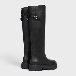 CELINE BULKY BUCKLED HIGH BOOT IN CALFSKIN BLACK