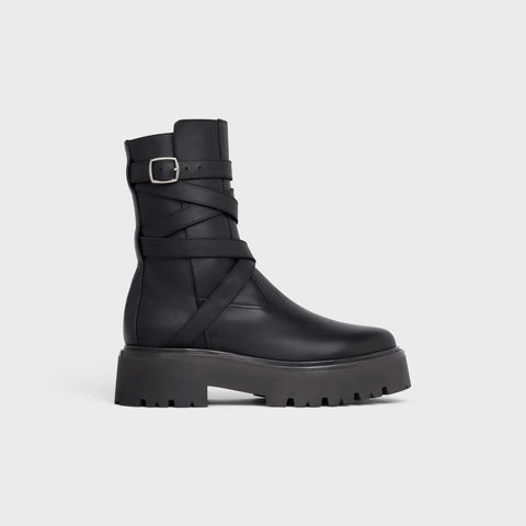 CELINE BULKY BUCKLED JODPHUR MEDIUM BOOT IN CALFSKIN