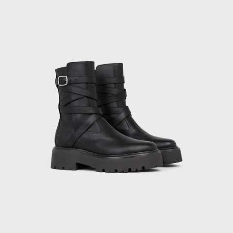 CELINE BULKY BUCKLED JODPHUR MEDIUM BOOT IN CALFSKIN