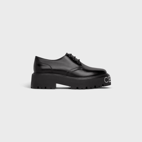 CELINE BULKY DERBY WITH STUDDED OUTSOLE IN POLISHED BULL BLACK