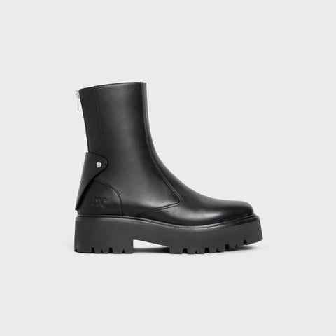 CELINE BULKY BOOTS WITH BACK ZIP AND TRIOMPHE IN CALFSKIN BLACK