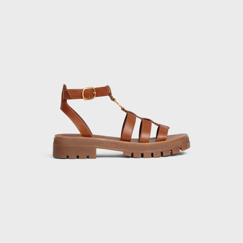 CLEA TRIOMPHE GLADIATOR CHUNKY SANDAL IN VEGETABLE - TANNED CALFSKIN