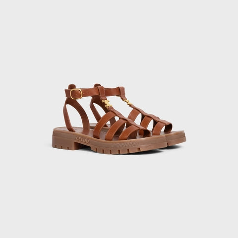 CLEA TRIOMPHE GLADIATOR CHUNKY SANDAL IN VEGETABLE - TANNED CALFSKIN