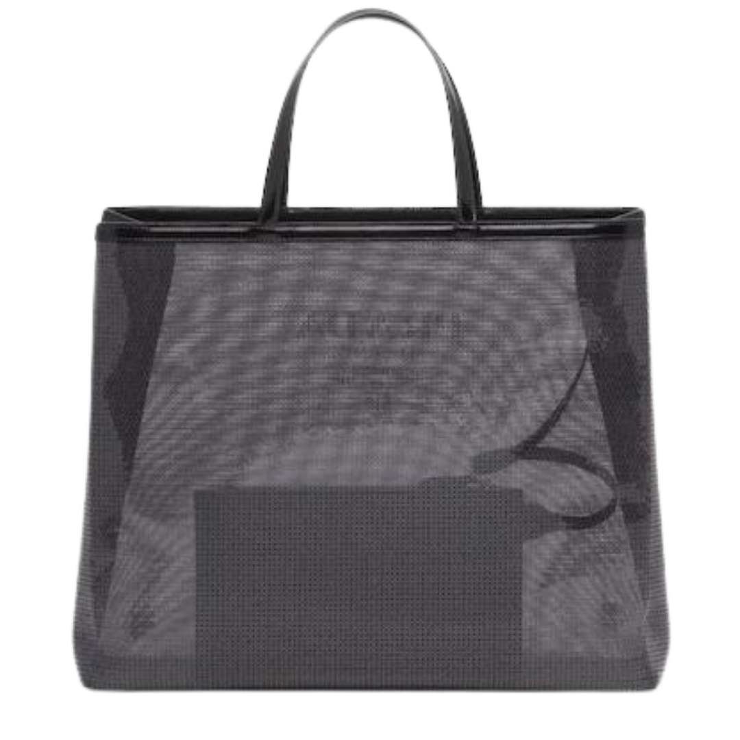 Sequined mesh tote bag