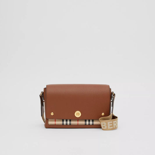 Leather and Vintage Check Note Crossbody Bag