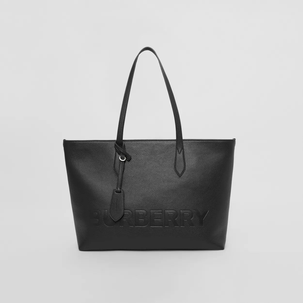 Medium Logo Embossed Leather Tote