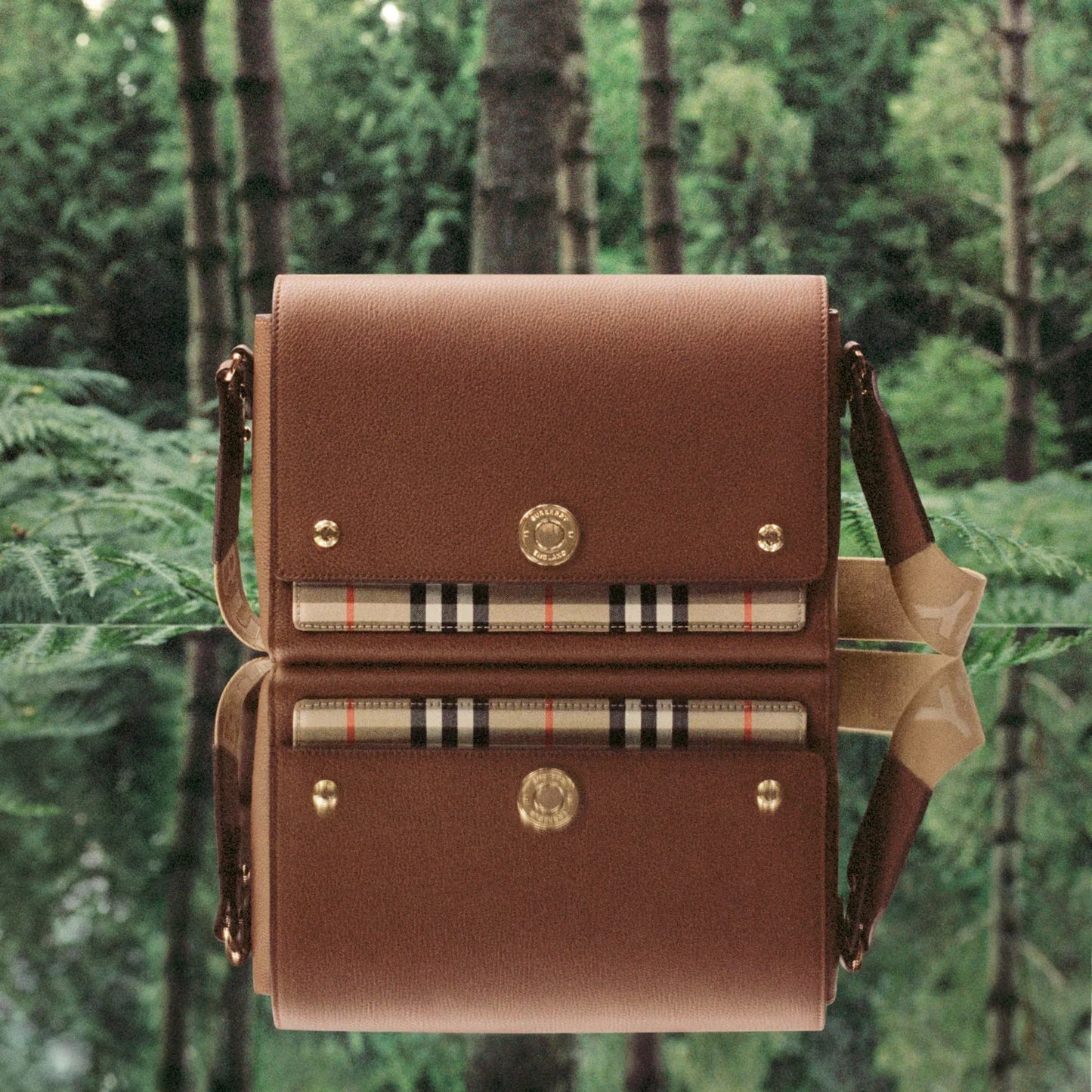 Leather and Vintage Check Note Crossbody Bag