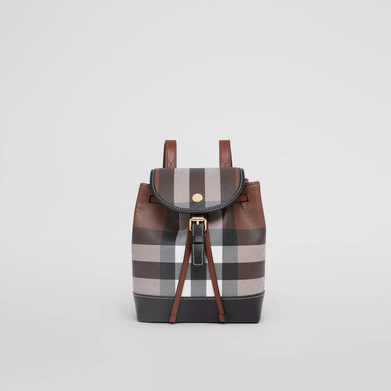 Check and Leather Micro Backpack