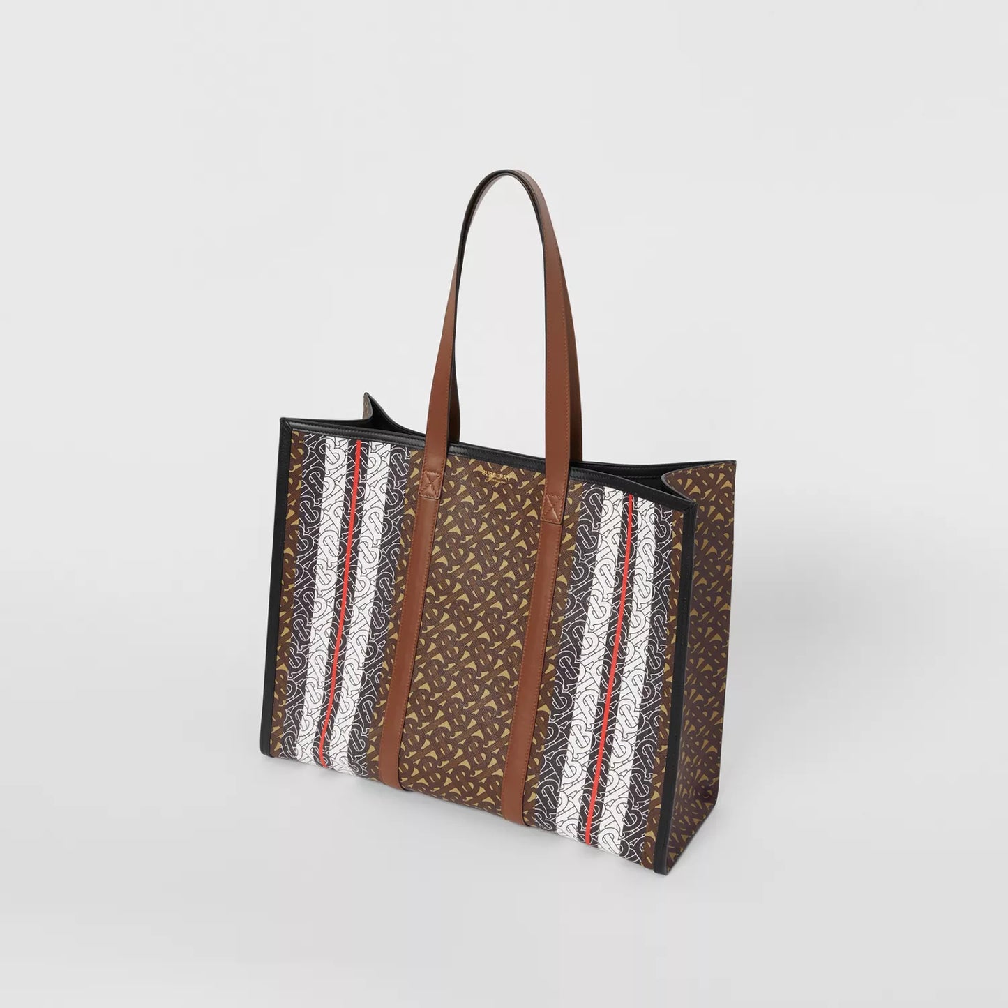 Monogram Stripe Print Tote Bag