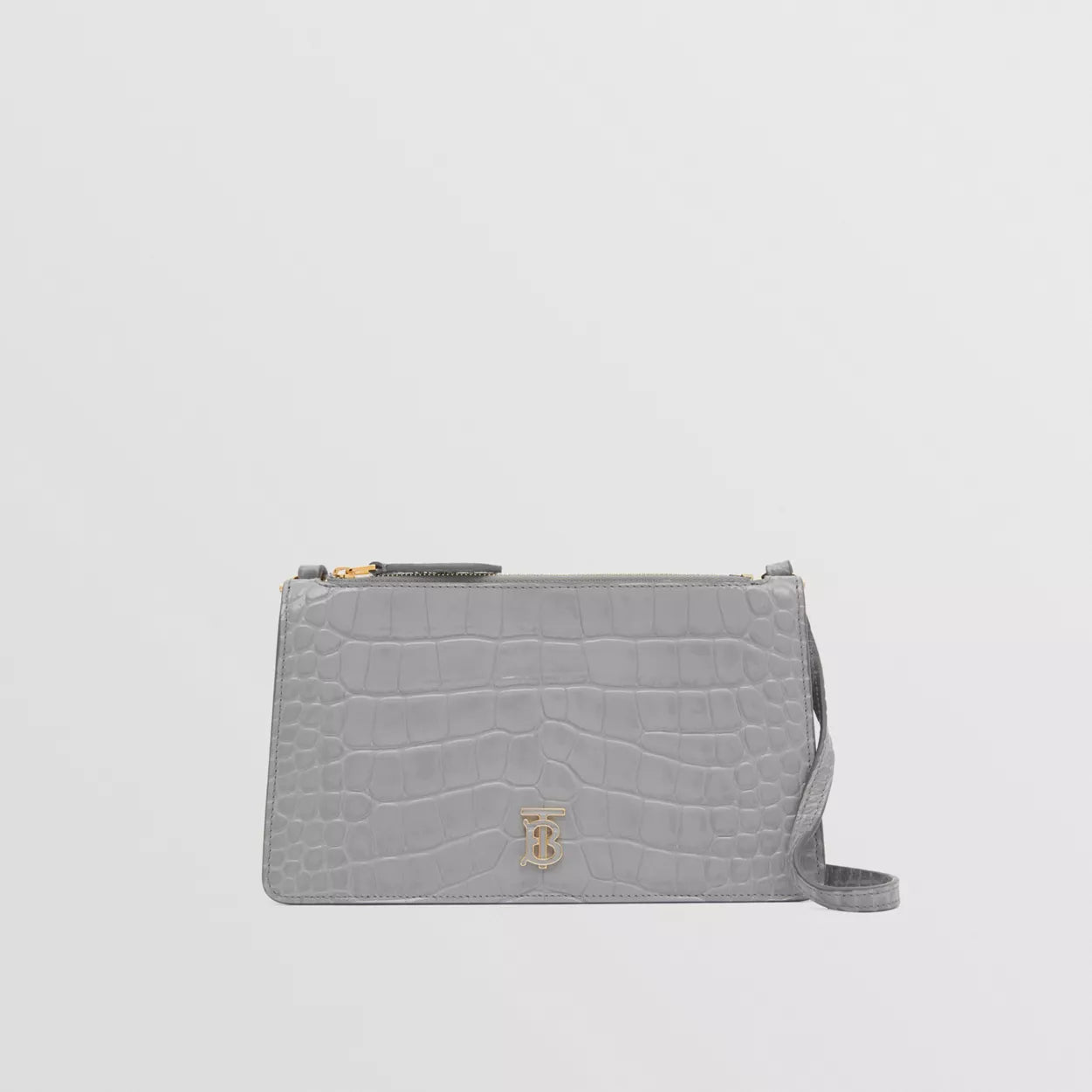 Embossed Leather Mini TB Shoulder Pouch