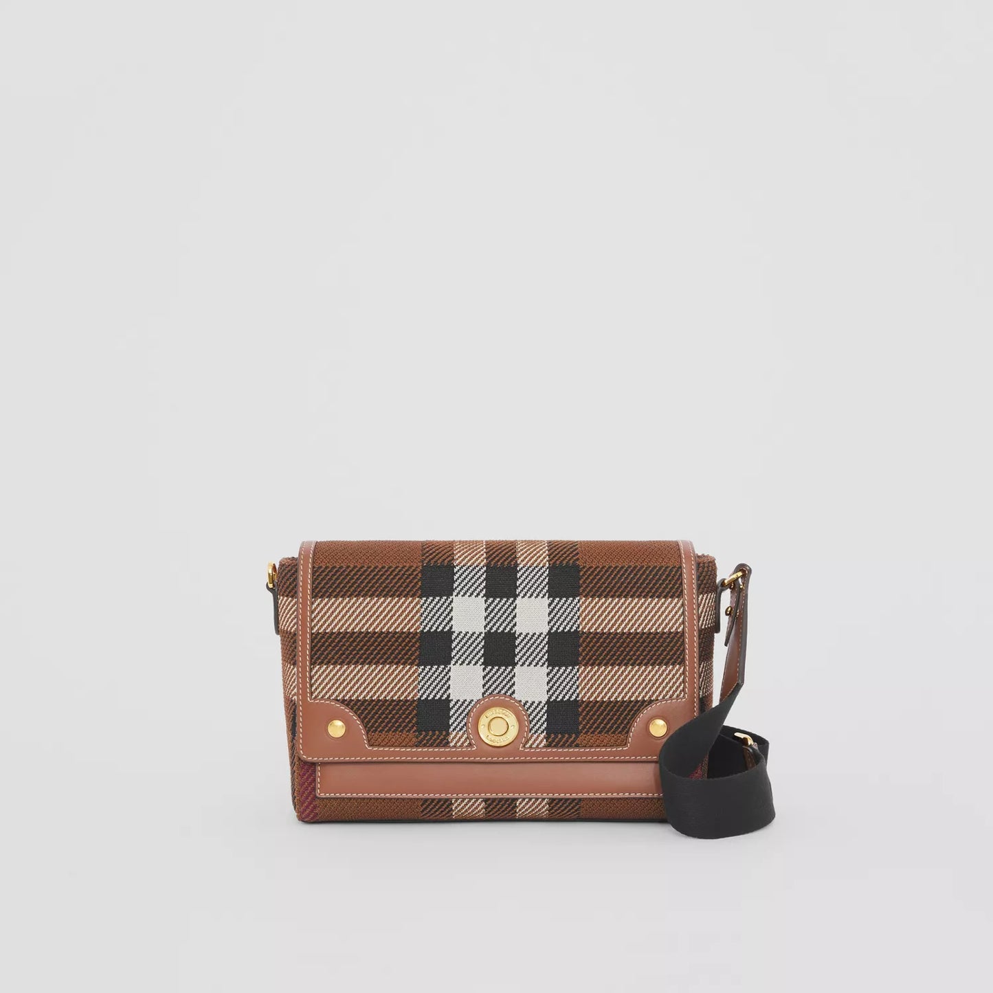 Knitted Check and Leather Note Crossbody Bag