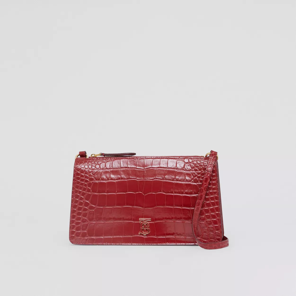 Embossed Leather Mini TB Shoulder Pouch