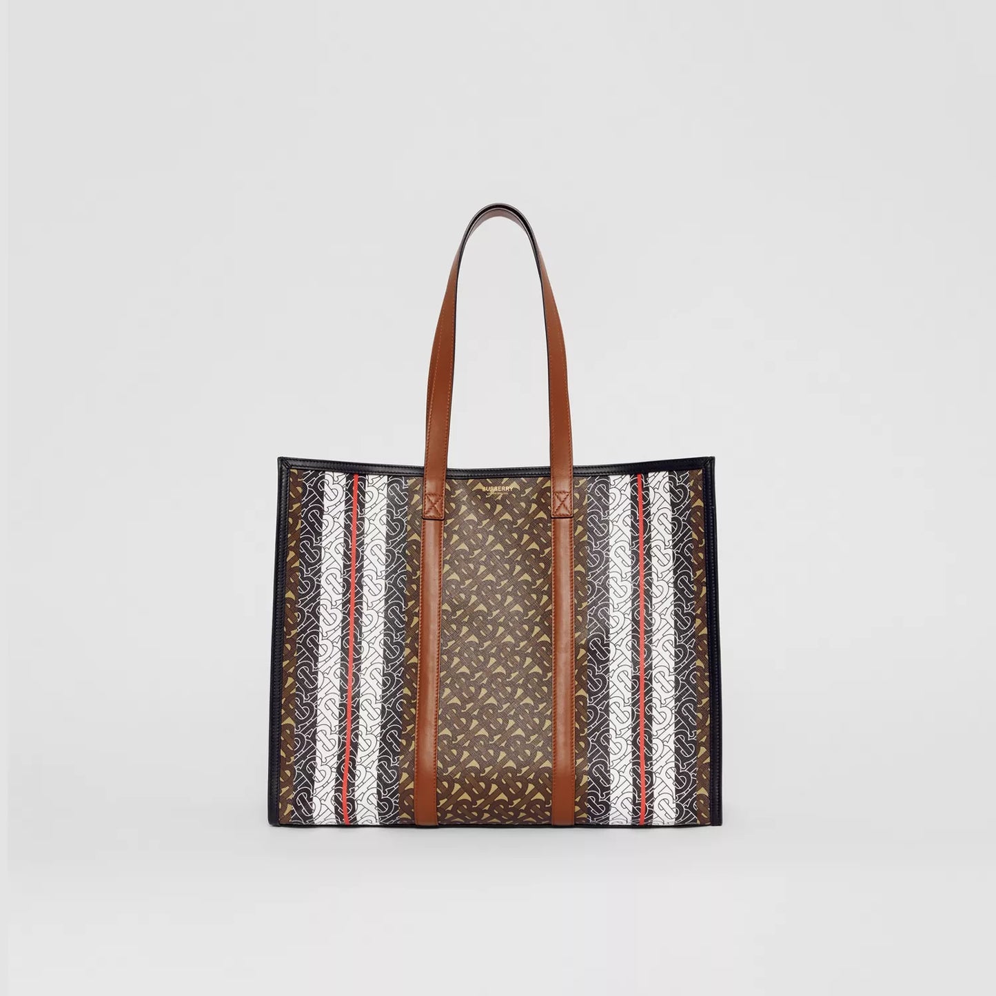 Monogram Stripe Print Tote Bag