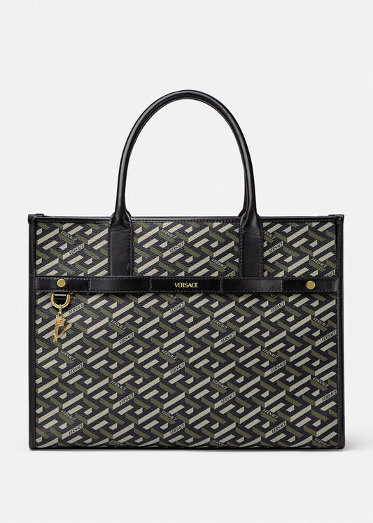 Black Khaki LA GRECA SIGNATURE TOTE BAG