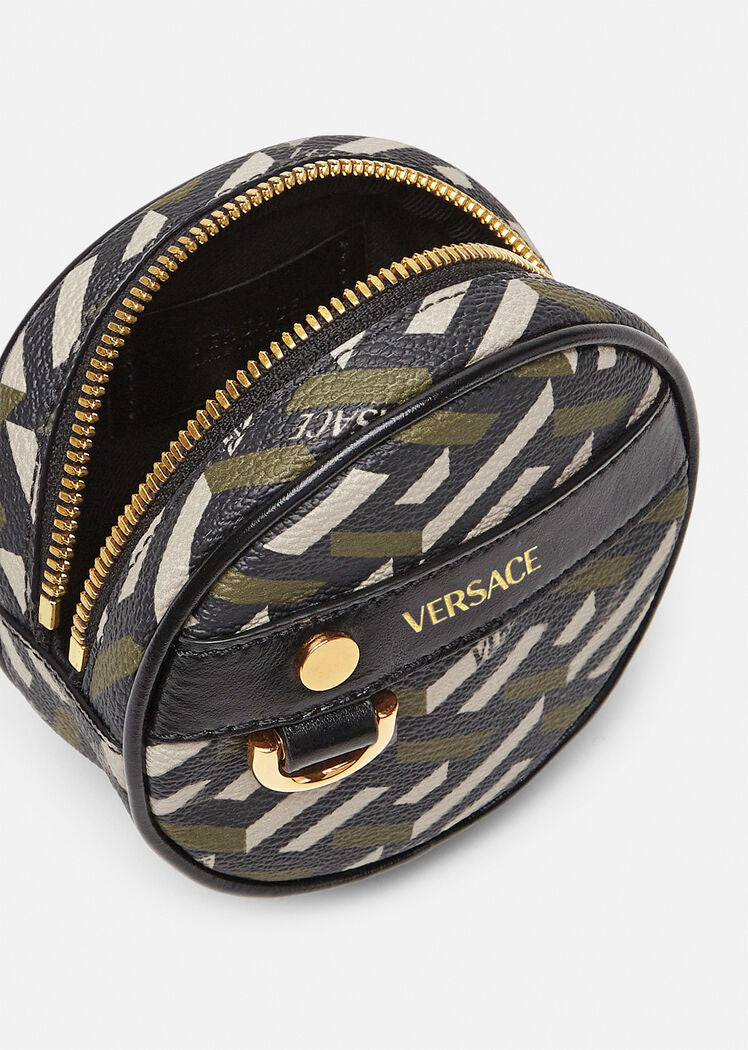 Black LA GRECA SIGNATURE MODULAR ROUND POUCH