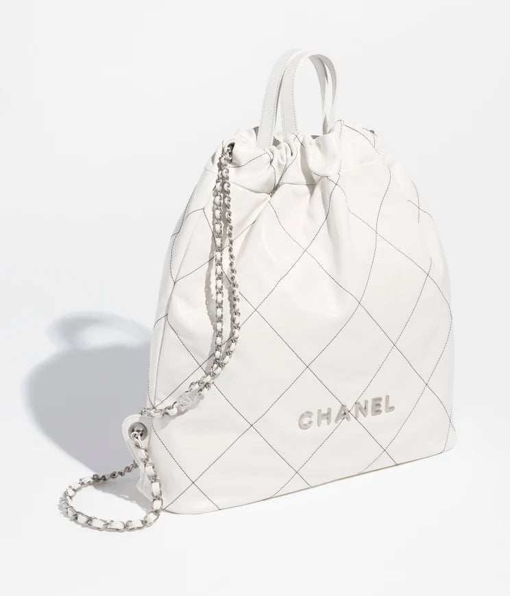 White Wool Chanel Backpack