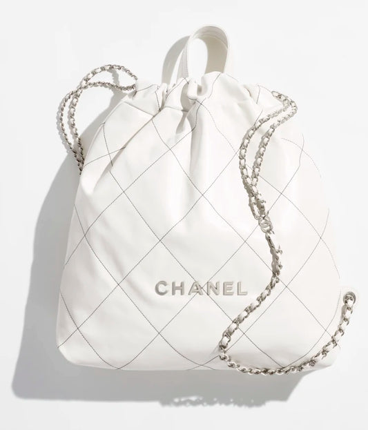 White Wool Chanel Backpack