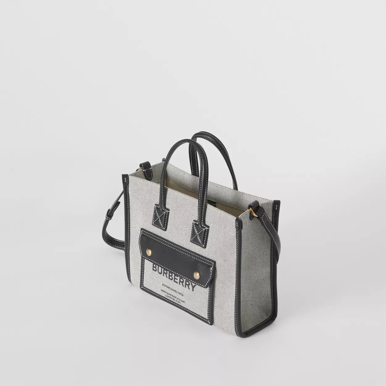 Two-tone Canvas and Leather Mini Freya Tote