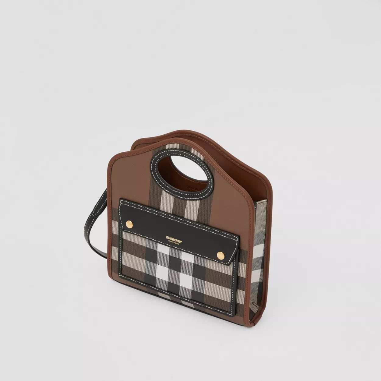 Check and Leather Mini Pocket Bag