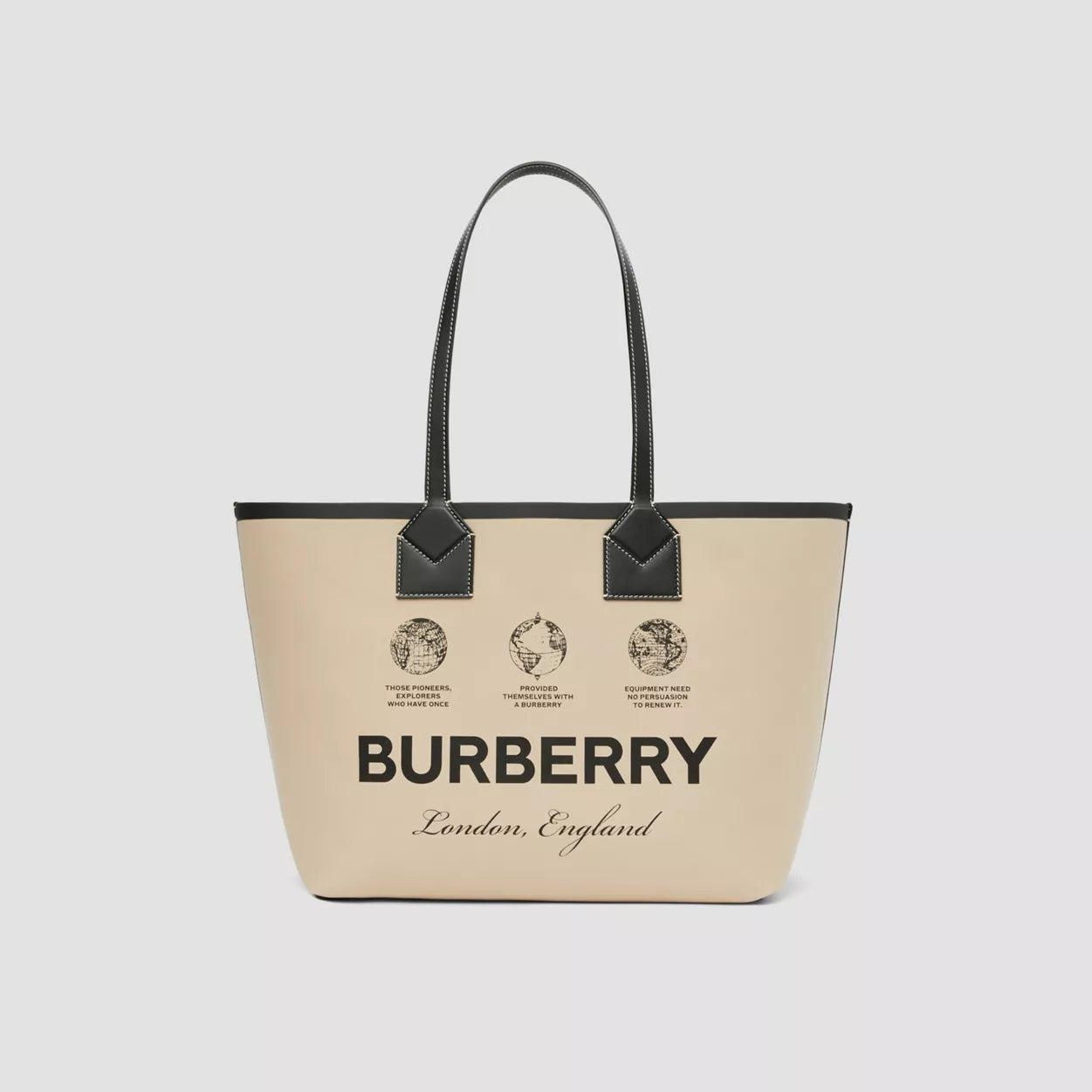 Label Print Cotton Medium London Tote Bag